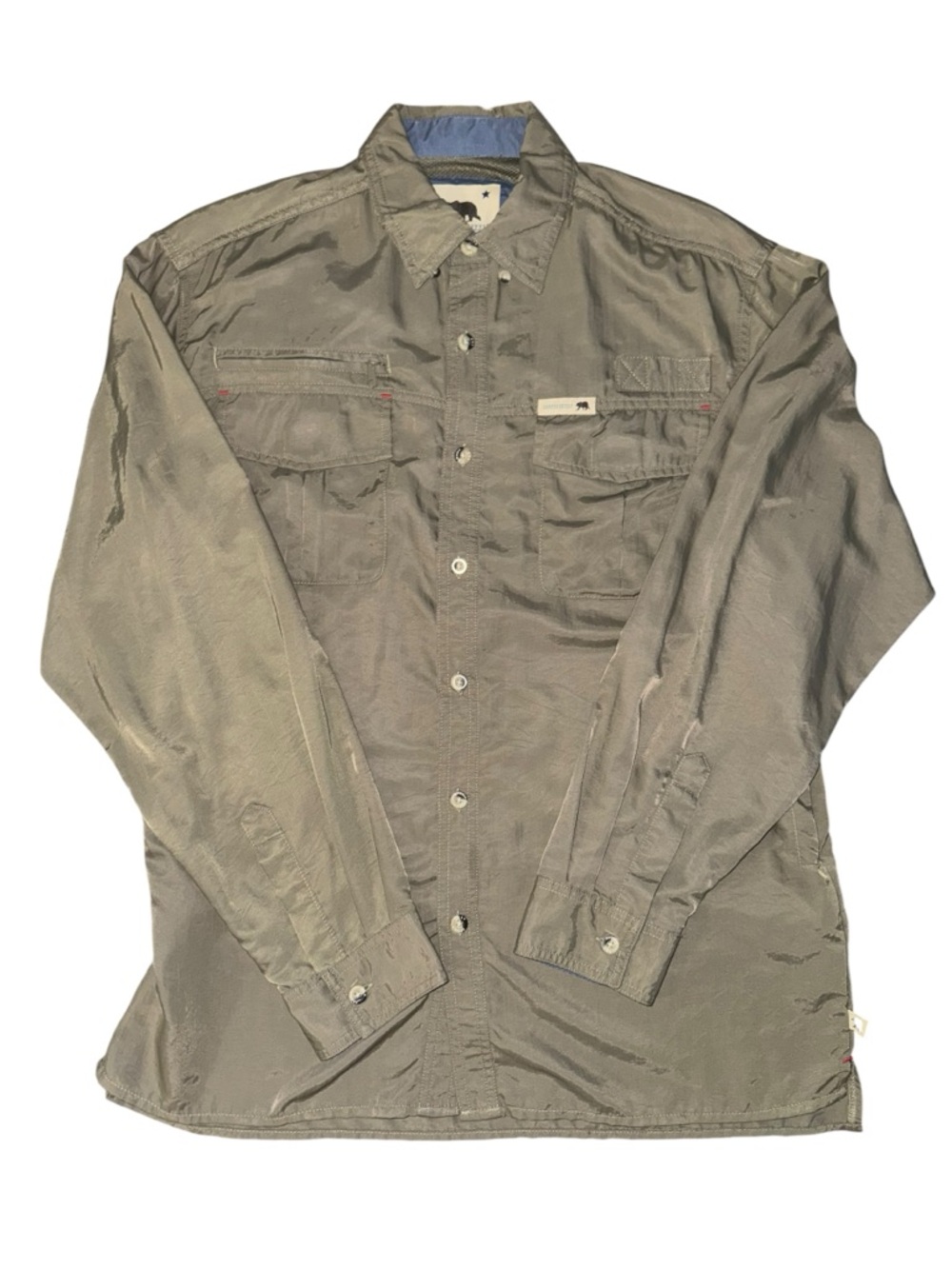 Dakota Grizzly Olive Green Nylon Button Up Shirt Men’s Medium Outdoor